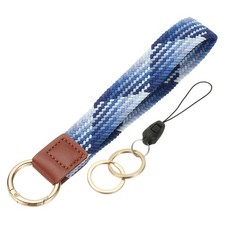 Keychain Wristlet, Cute Keychain Woven Wrist Lanyard, Blueberry