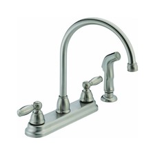 Peerless Claymore 2-Handle Kitchen Sink Faucet with Side Sprayer, Stainless P...