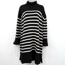 Gap Sweater Dress Women's L Stripe Fisherman Preppy Chunky Nautical Turtleneck