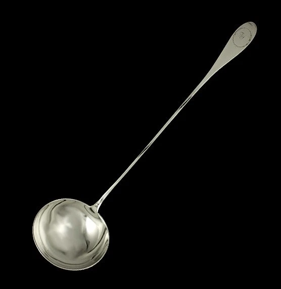 Antique 1780s Large 900 Silver Punch Soup Ladle 15 1/2"