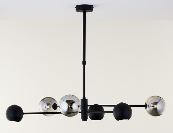 Deckenlampe Esstisch Metall Glas Schwarz Chrom G9 GU10 Deckenleuchte Wohnzimmer-image