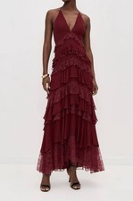 Alice + Olivia Liana V Neck Ruffle Maxi Dress Size 2