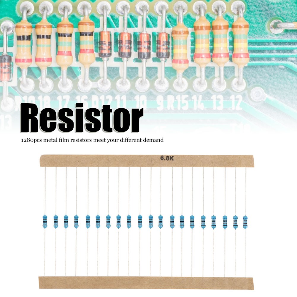 1280Pcs Metal Film Resistor 1R-10M 64 Models Resistors Assortment Kit Electronic