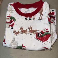 Pottery Barn Kids Heritage Santa Organic Pajama Top Christmas Sz 6