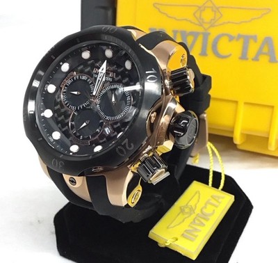Invicta  Men's 52mm Venom Chronograph Rose Gold Case Black l 1000m Watch 0361