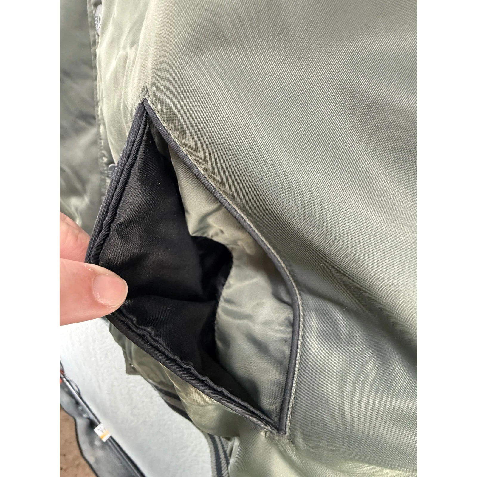 Alpha Industries Mens Medium Sage Green Black Bomber Varsity Jacket Quilted image 10