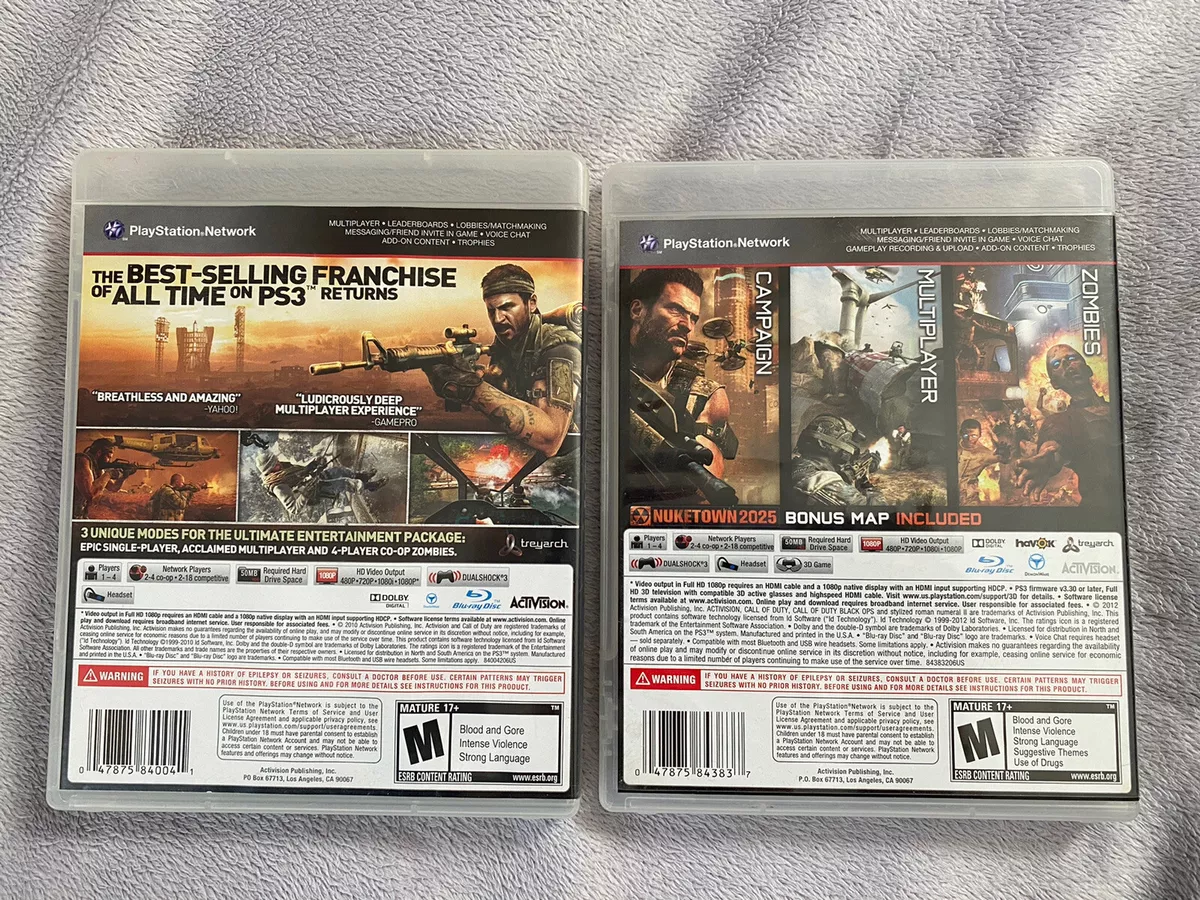 Call of Duty: Black Ops 1 and 2 (Sony PlayStation 3, PS3) Lot of 2 Games  TESTED