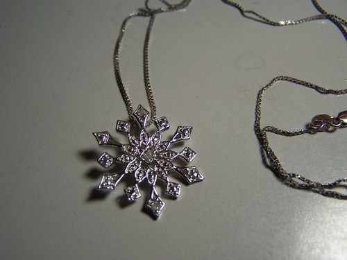 KAY JEWELERS DESIGNER DIAMANT AKZENT SCHNEEFLOCKE ANHÄNGER UND KETTE - Bild 4 von 11