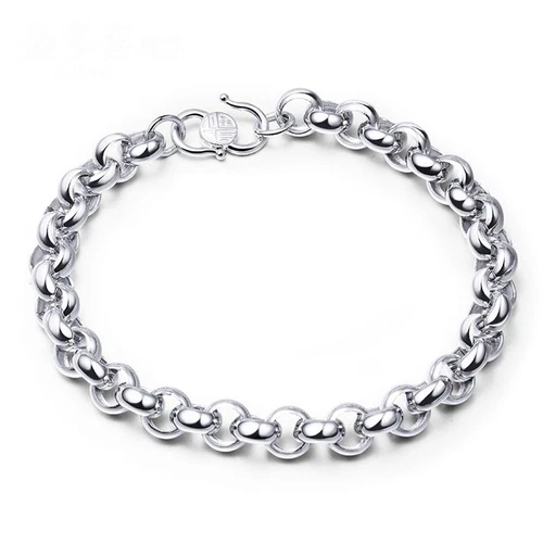 Pure Platinum 950 Chain Men Women 3.4mm Cable Rolo Link Bracelet 7.1g/7.8inch - Picture 4 of 5