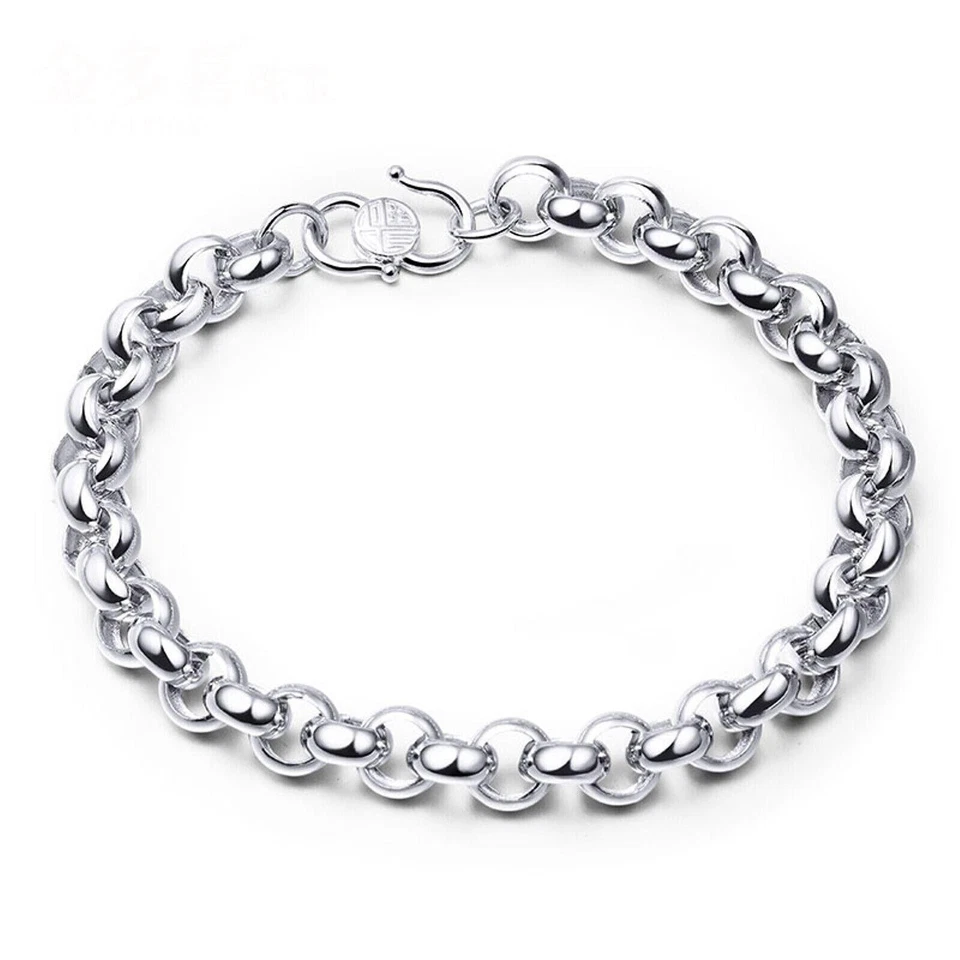 Brazalete de eslabones de cable de platino puro 950 con cadena para hombres y mujeres de 3,4 mm 7,1 g/7,8 pulgadas Foto 3 de 4