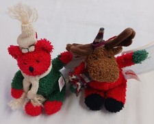 Christmas Teddy N Moose By Russ Plus Lot Of 2