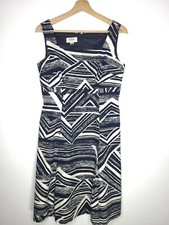 Talbots Petites Dress Blue Geometric Print Fit Flare Sleeveless Size 6P