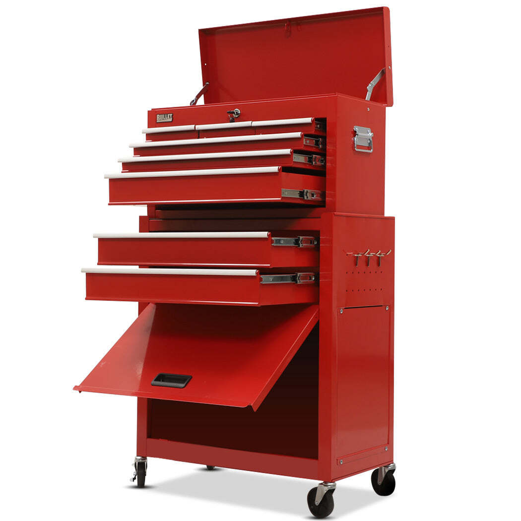 NNEMB 8-Drawer Red Tool Box Cabinet Chest for Garage Storage and Tool Organization Set