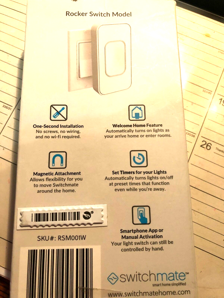 Switchmate Rocker Wireless Smart Switch White RSM001W New in Box ...