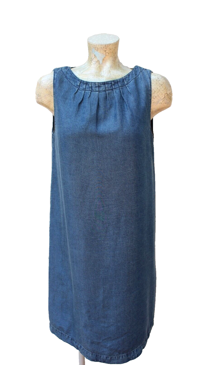 Fossil Ginger Dress - Pleated Bodice - Dark Blue Denim Chambray - Womens S
