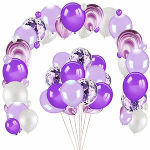 60pcs Purple White Confetti Balloon Happy Birthday Ballon For