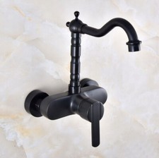 Black Oil Rubbed Brass Kitchen Faucet Bathroom Sink Mixer Tap Wall Mount snf839