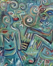 Relationship Blues 5 x 7 Cubist Art Print Signed Artist KSams Cubism Abstract