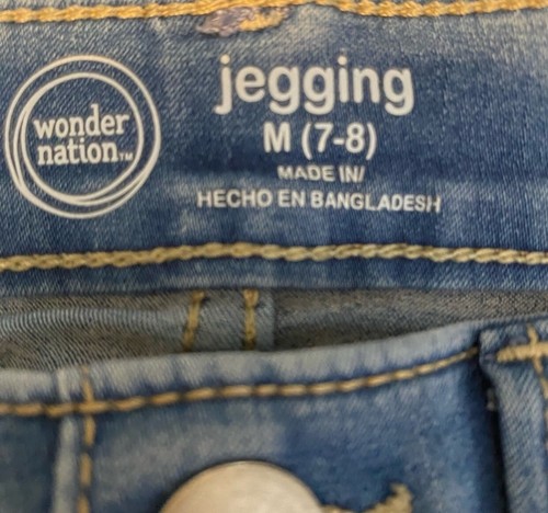 Wonder Nation Pull-on medium (7/8) Girls Distressed JEGGINGS Jeans - Picture 4 of 5