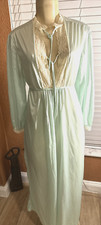 Vintage Berkle Nightgown w/ Lace Nylon Nightgown Teal Tie back yzz