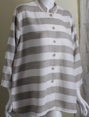 New Drapers & Damons Sz 2X Lightweight Wheat White 3/4 Chic Woven Jacket 