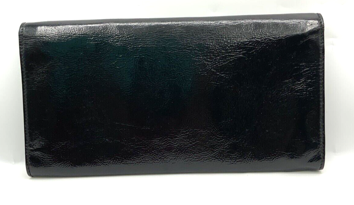 Autentica pochette YSL Saint Laurent nera vernice logo Belle Du Jour