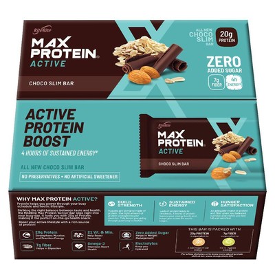 RiteBite Max Protein Active Choco Slim 20g Protein Bar [Pack of 12] Protein Blen