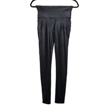 Spanx Womens Black Faux Leather Leggings Size M