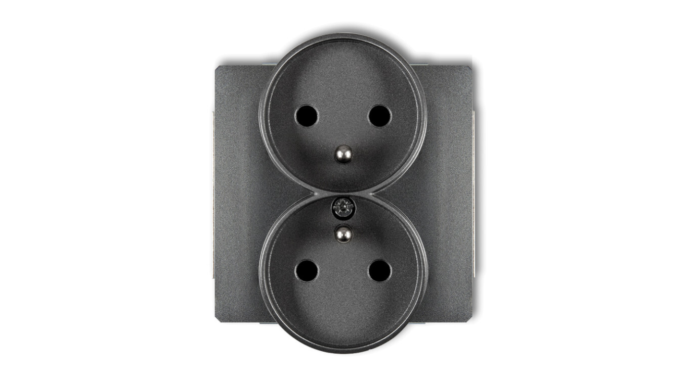 DECO Soft Double socket z / u for frame graphite 11DGPRSO-2zp /T2UK