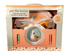 Pat the Bunny 4 Piece Child Melamine Dinnerware Set - Plate, Bowl, Fork & Spoon