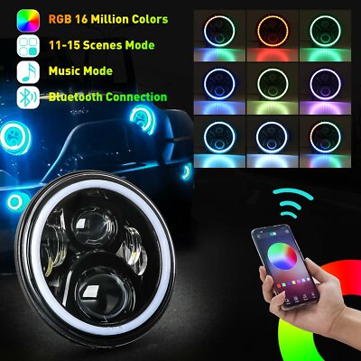 RGB LED Headlights & Fog Lights Combo For Jeep Wrangler JK/JKU 2007-2017 - 7" & 4" Kit