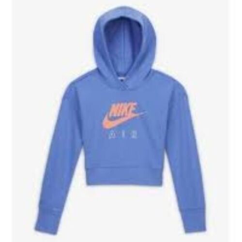 Nike Girls Lavender Pink Spell Out Cropped Hooded Sweatshirt sz M EUC Retail $45 - Picture 1 of 7