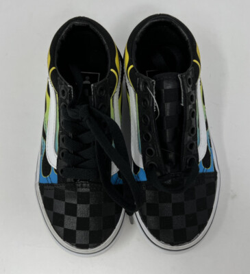 Vans Old Skool Flames Skate Shoe Size 12 (W) / 10.5 (M) - Gently Worn Vans OFF THE WALL Skate Shoes 721454 Old Skool Flame Check  main image 3