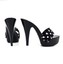 Mules Pois Noir Verni Fabriquées En Italie - Tailles 35 à 42, Talon 13 Cm, Plateforme 4 Cm