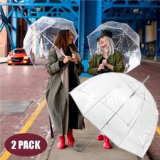 Clear Transparent Bubble Elegant Rain Umbrella 2 Pcs