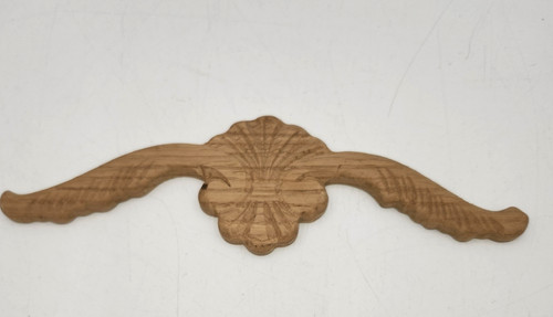 Unpainted CARVED WOOD REPLACEMENT DECORATION clock furniture inlay applique 9.5"