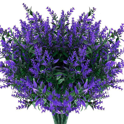 8 Bundles Artificial Flowers UV Resistant Fake Plants Outdoor Home Garden Decor