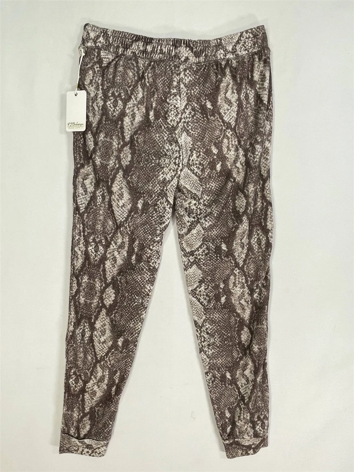 PJ Salvage Lounge Joggers Women Small Soft Elastic Waist Brown Snakeskin - Image 2 of 4