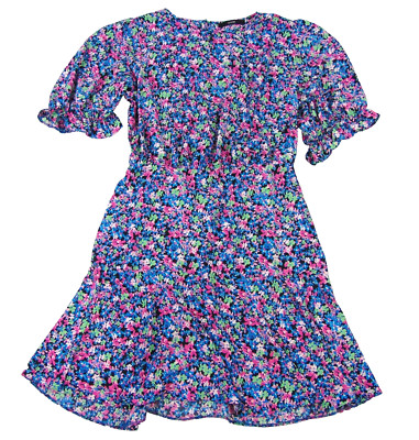 Sommerkleid George blaufarben geblümt | Größe UK 10