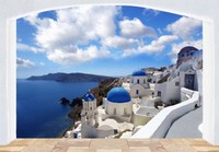 Nice Wall Foto-Tapete Greece Meerblick Balkon 366X254Cm Blau Matt Abziehbar