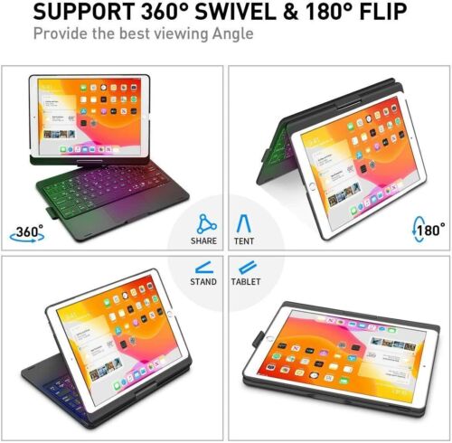 For iPad 10.2" 7th/8th/9th Generation Case with Keyboard Touchpad 360° Rotatable - Picture 20 of 32
