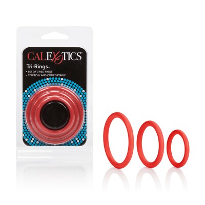 Tri Rings Red Sml Med Lrg - Male Cock Ring Sexual Enhancer Set | eBay