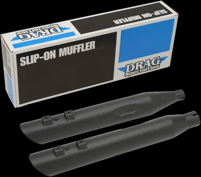 DS Steel Matte Black 4in Slip On Muffler Set for Road King Special 17-22