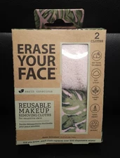 Erase Your Face Sensitive Skin Reusable Makeup Removing Cloths 2 Pack 100% Poly
