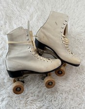 Vintage Chicago Roller Skates - White Leather Rink Skates - Size 4 - Ware Bros