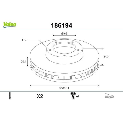 1X Bremsscheibe Valeo 186194 Passend FüR CitroËN Peugeot CitroËN (DF-PSA)-image