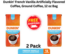 2 PACK Dunkin French Vanilla Artificially Flavored Coffee Ground Coffee12 Oz Bag 11.33 per pound