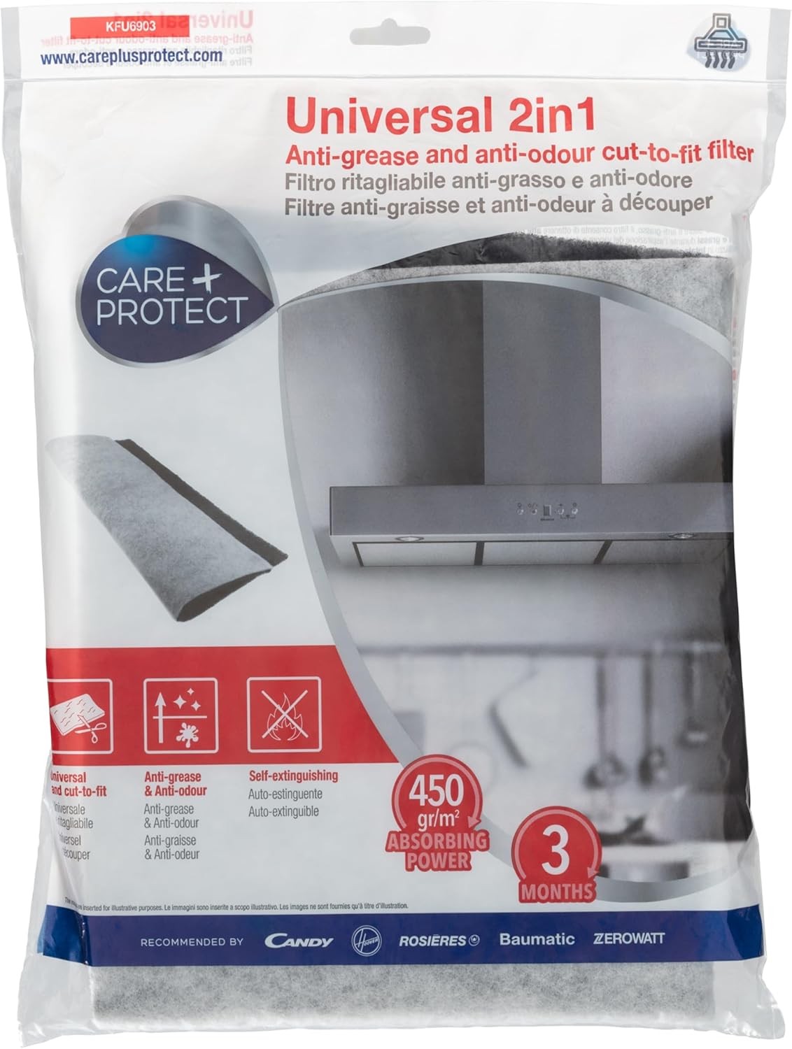 Care+Protect 2 in 1 Anti-Grease and Anti-Odour Filter for Hoods - Universal - C