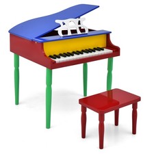 30-Key Classic Baby Grand Piano Toddler Toy Wood w/ Bench  Music Rack Colorful