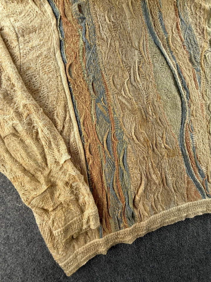 COOGI Classic Australia Sweater XL Linen Blend Beige Blue Pullover Oversized - Image 4 of 4